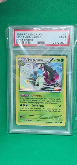 2016 Pokemon XY Meganium Holo Breakpoint #3 PSA 9 MINT - Image 1