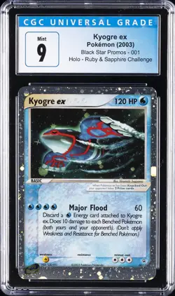 2003 POKEMON ENGLISH RUBY & SAPPHIRE BLACK STAR PROMO #001 KYOGRE EX CGC 9 - Image 1