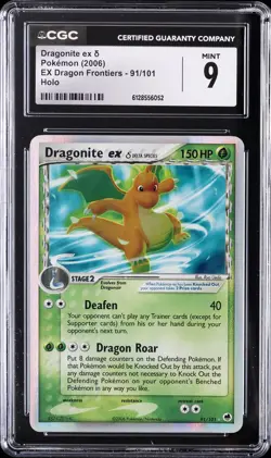 2006 POKEMON EX DRAGON FRONTIERS HOLO #91/101 DRAGONITE EX CGC 9 - Image 1