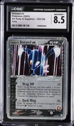 2003 POKEMON EX RUBY & SAPPHIRE HOLO #103/109 SNEASEL EX CGC 8.5 - Image 1
