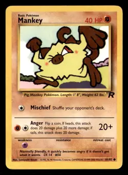 Mankey 61/82 Common Team Rocket Pokemon Unlimited Lightly Played - Image 1