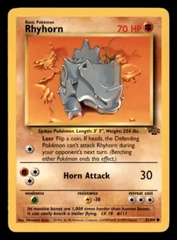 Rhyhorn 61/64 Common Jungle Pokemon Unlimited Lightly Played - Image 1