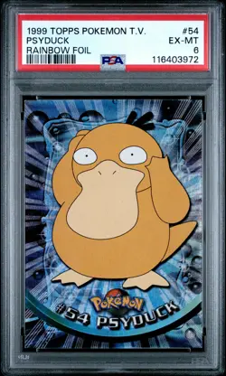 1999 TOPPS POKEMON TV RAINBOW FOIL #54 PSYDUCK PSA 6 - Image 1