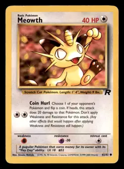 Meowth 62/82 Common Team Rocket Pokemon Unlimited Moderately Played - Image 1