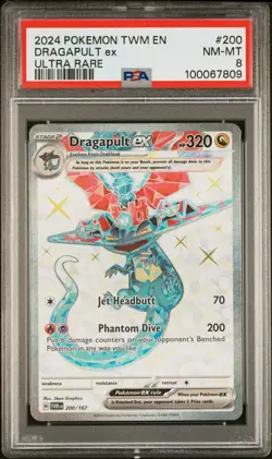 2024 POKEMON TWM EN-TWILIGHT MASQUERADE ULTRA RARE #200 DRAGAPULT EX PSA 8 - Image 1
