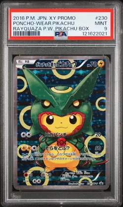 2016 POKEMON JAPANESE XY PROMO #230 PONCHO-WEARING PIKACHU PSA 9 - Image 1