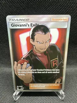 Pokemon TCG Giovanni's Exile Trainer Full Art Ultra Rare Card 67/68 Hidden Fates - Image 1