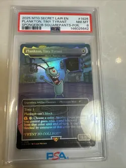 2025 MTG Magic Gathering SECRET LAIR DROP FOIL #1926 PLANKTON TINY TYRANT PSA 8 - Image 2