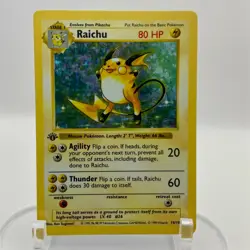 Raichu 14/102 1st Edition Shadowless Base Holo LP/MP Rare WOTC Pokemon TCG - Image 1