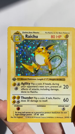 Raichu 14/102 1st Edition Shadowless Base Holo LP/MP Rare WOTC Pokemon TCG - Image 2