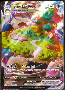 Pokemon Sword & Shield Snorlax VMax Full Art Foil Card 142/202 - Image 1