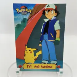 TV1 Ash Ketchum Topps TV Animation Edition Blue Logo LP Pokemon TCG Vintage - Image 1