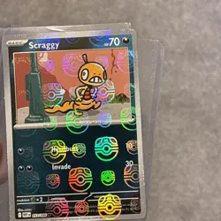 Scraggy Master Ball Pattern 57/86 Common White Flare Pokemon Holo GRADE WORTHY - Image 1
