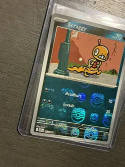 Scraggy Master Ball Pattern 57/86 Common White Flare Pokemon Holo GRADE WORTHY - Image 2