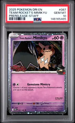 2025 POKEMON DRI EN-DESTINED RIVALS #087 TEAM ROCKET'S MIMIKYU PSA 10 - Image 1