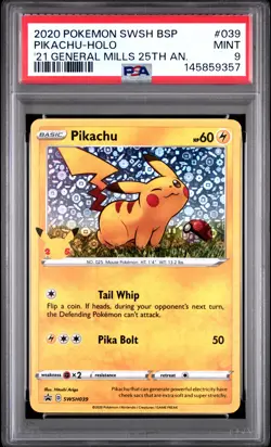 2021 Pokemon 25th Anniversary General Mills Promo 039 Pikachu PSA 9 145859357 - Image 1