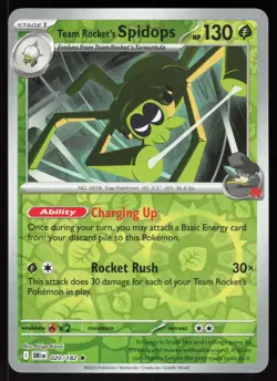 Team Rocket's Spidops 020/182 Rare Destined Rivals Pokemon Reverse Holo NM - Image 1