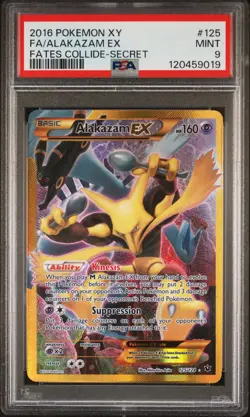 ALAKAZAM EX 2016 Pokemon XY Fates Collide #125 Secret Full Art PSA 9 - Image 1