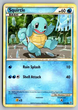 Squirtle 63/95 Common HGSS Unleashed Pokemon Moderately Played - Image 1