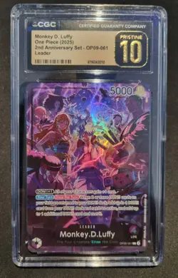 Monkey.D.Luffy OP09-061 CGC 10 Prestine 2nd Anniversary Set One Piece - Image 1