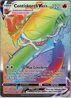 Centiskorch VMAX (Secret) 191/189 SWSH03: Darkness Ablaze - Pokemon Card - NM - Image 1