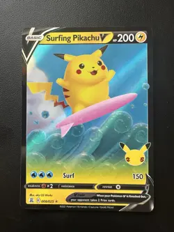 Pokemon Surfing Pikachu V 008/025 Celebrations Ultra Rare NM Pokemon Card - Image 1