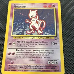 Mewtwo Base set 2 holo pokemon card 10/130 Very Rare. LP-/MP+ - Image 2