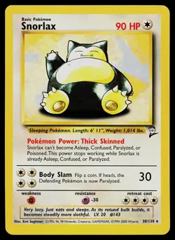 Pokemon Card - Snorlax Base Set 2 30/130 Rare - Image 1