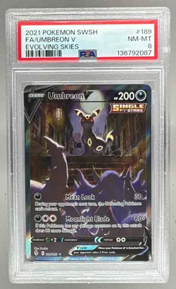 2021 Pokemon Sword & Shield Evolving Skies 189 Umbreon V PSA 8 136792087 - Image 1