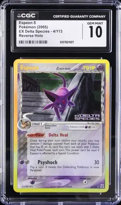 2005 POKEMON EX DELTA SPECIES #4 ESPEON-REVERSE FOIL CGC 10 GEM MINT - Image 1