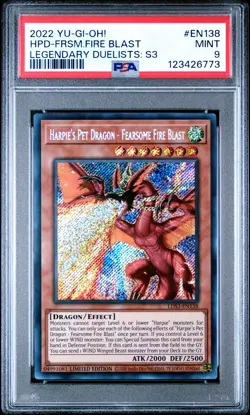 2022 YU-GI-OH! LEGENDARY DUELISTS HARPIE'S PET DRAGON FEARSOME FIRE BLAST PSA 9 - Image 1
