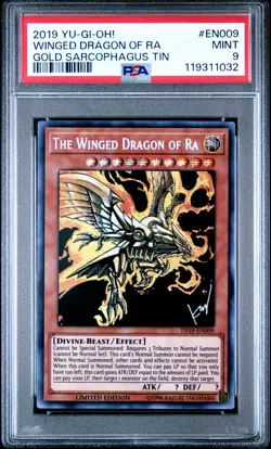 2019 YU-GI-OH! GOLD SARCOPHAGUS TIN #EN009 THE WINGED DRAGON OF RA PSA 9 - Image 1