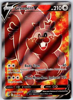 Greedent V Full Art 256/264 Holo Ultra Rare SWSH08: Fusion Strike Pokemon TCG NM - Image 1