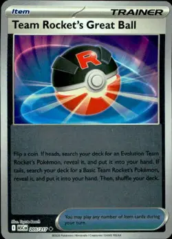 Team Rocket's Great Ball 205/217 ME: Ascended Heroes Pokemon Reverse Holo NM - Image 1