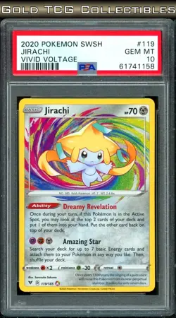 PSA 10 ⭐ Pokemon Jirachi 119 Amazing Rare Vivid Voltage Full Art Graded Card - Image 1