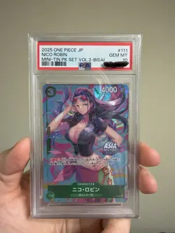2025 ONE PIECE JAPANESE MINI-TIN PACK SET VOL.2 BISAI #111 NICO ROBIN PSA 10 - Image 1