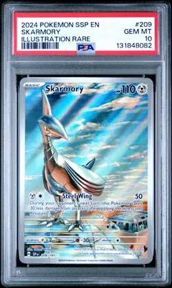 2024 POKEMON SSP EN-SURGING SPARKS ILLUSTRATION RARE #209 SKARMORY PSA 10 - Image 1