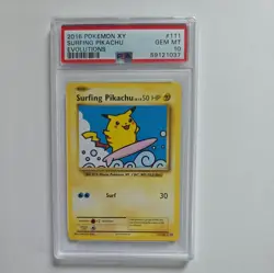 SURFING PIKACHU 2016 POKEMON XY EVOLUTIONS #111 PSA 10 Q3963 - Image 1