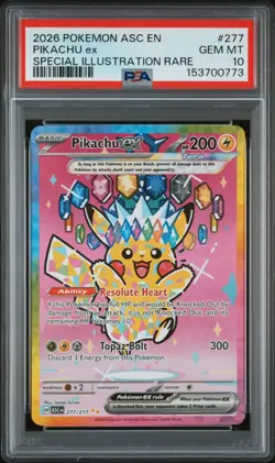 2026 POKEMON ASC EN-ASCENDED HEROES SPECIAL ILLUSTRATION RARE PIKACHU EX PSA 10 - Image 1