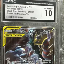 POKEMON 2019 SM BLACK STAR PROMO FULL ART/GARCHOMP & GIRATINA GX #SM193 CGC 10 - Image 3