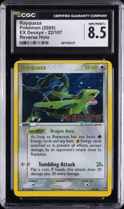 2005 POKEMON EX DEOXYS REVERSE HOLO #22 RAYQUAZA CGC 8.5 - Image 1