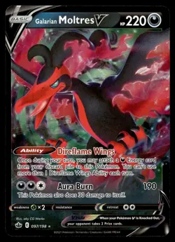 Galarian Moltres V 097/198 Holo V Rare Chilling Reign Pokemon Near Mint - Image 1