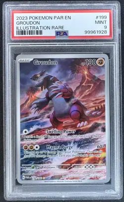2023 Pokemon PAR EN Paradox Rift Groudon Illustration Rare #199 PSA 9 - Image 1