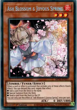 Yugioh Ash Blossom & Joyous Spring MP22-EN257 1st Edition Prismatic Secret NM - Image 1