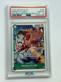 2026 One Piece Monkey D. Luffy Red Bull Participation Promo #005 PSA 10 - Image 1