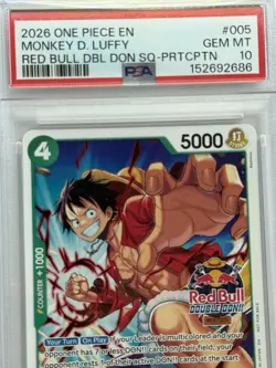 2026 One Piece Monkey D. Luffy Red Bull Participation Promo #005 PSA 10 - Image 4