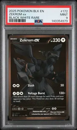 2025 Pokemon Black Bolt Zekrom Ex #172 MINT PSA 9 Black White Rare - Image 1