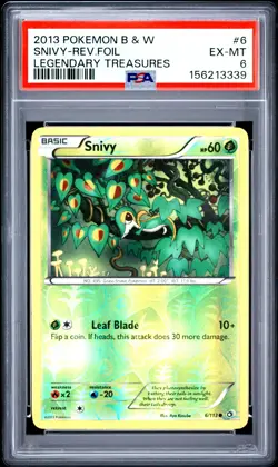 2013 POKEMON BLACK & WHITE LEGENDARY TREASURES #6 SNIVY-REVERSE FOIL PSA 6 - Image 1