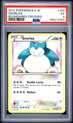 2012 POKEMON BLACK & WHITE BOUNDARIES CROSSED #109 SNORLAX PSA 5 - Image 1