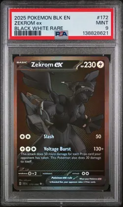 2025 POKEMON BLK EN-BLACK BOLT BLACK WHITE RARE #172 ZEKROM EX PSA 9 - Image 1